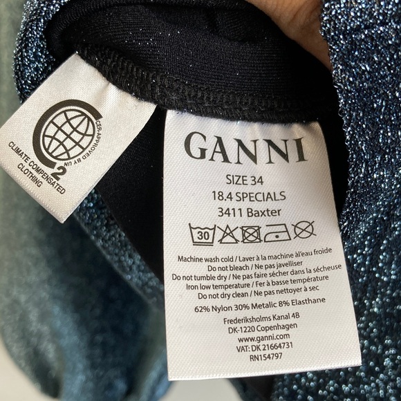 Ganni Metallic‎ Blue Blouse Size 4 - Picture 6 of 6